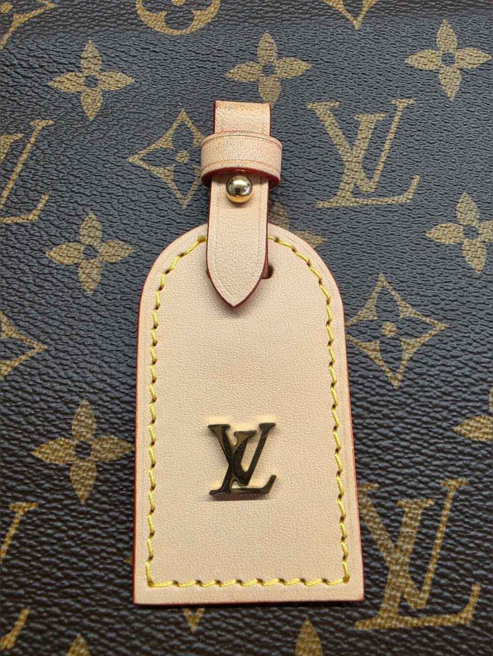 Louis Vuitton Beige and Gold Monogram Name Tag